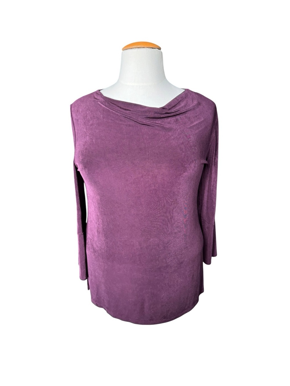 Chico’s Travelers Plum Purple Drape Neck Top Size 2 XL Travel Knit Stretch J35